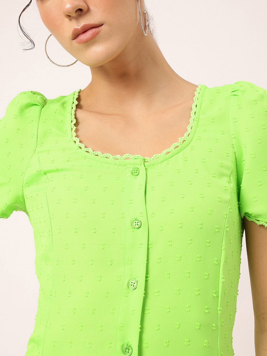 DressBerry Vibrant Essence Dobby Detail A-Line Mini Dress