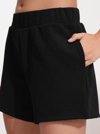 ESPYR By Tokyo Talkies Hooded Self Design Sweatshirt With Shorts