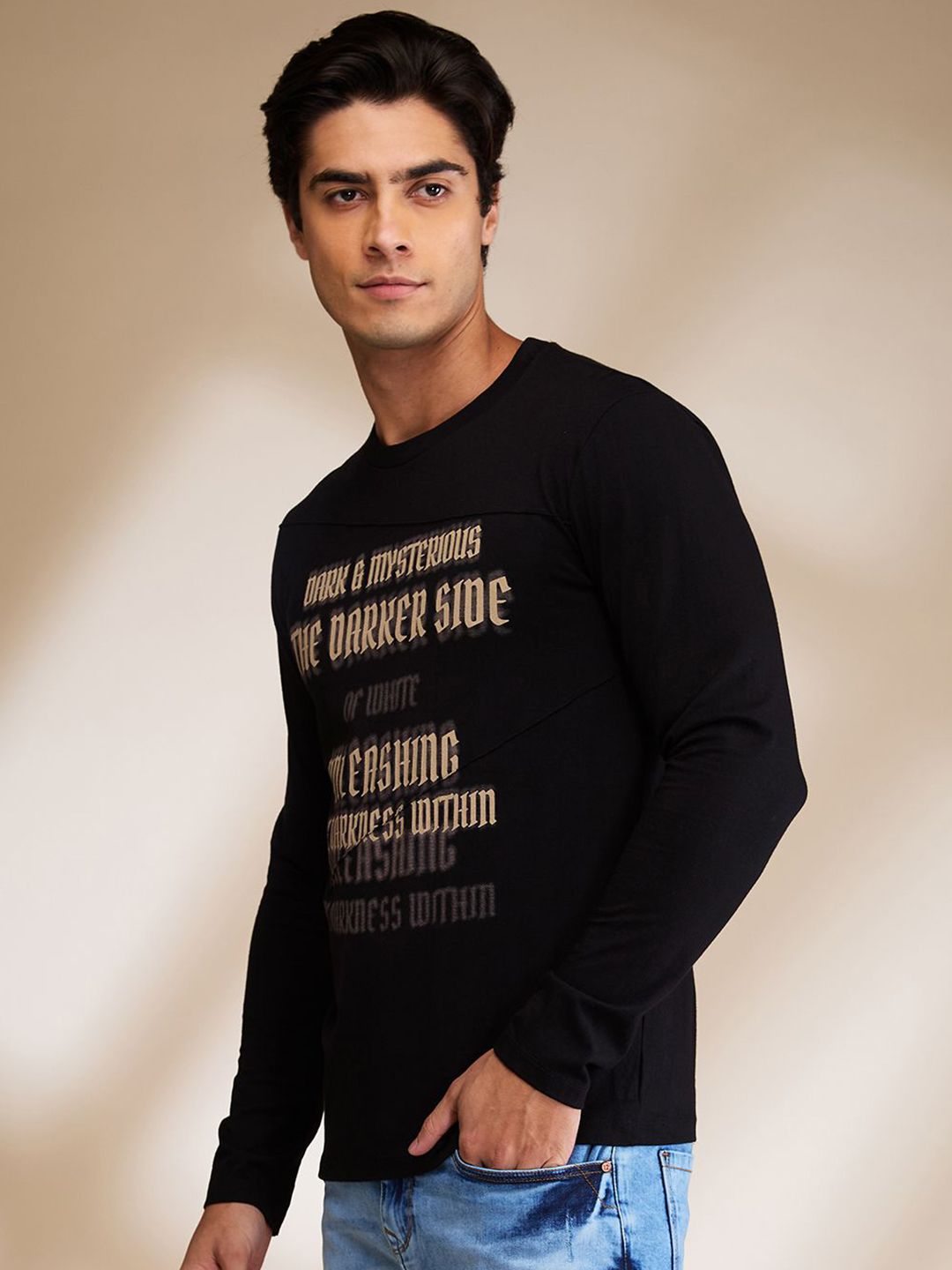 Being Human Men Typography Printed Round Neck Cotton Slim Fit T-shirt
