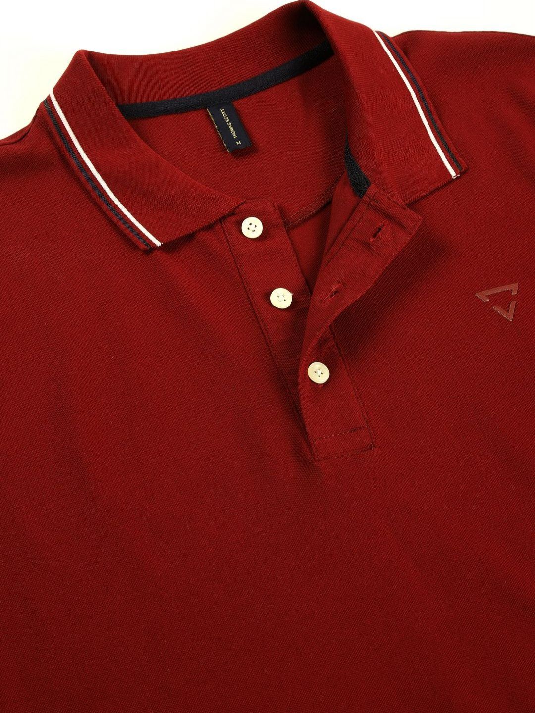 Thomas Scott Men Solid Polo Collar Cotton T-shirt