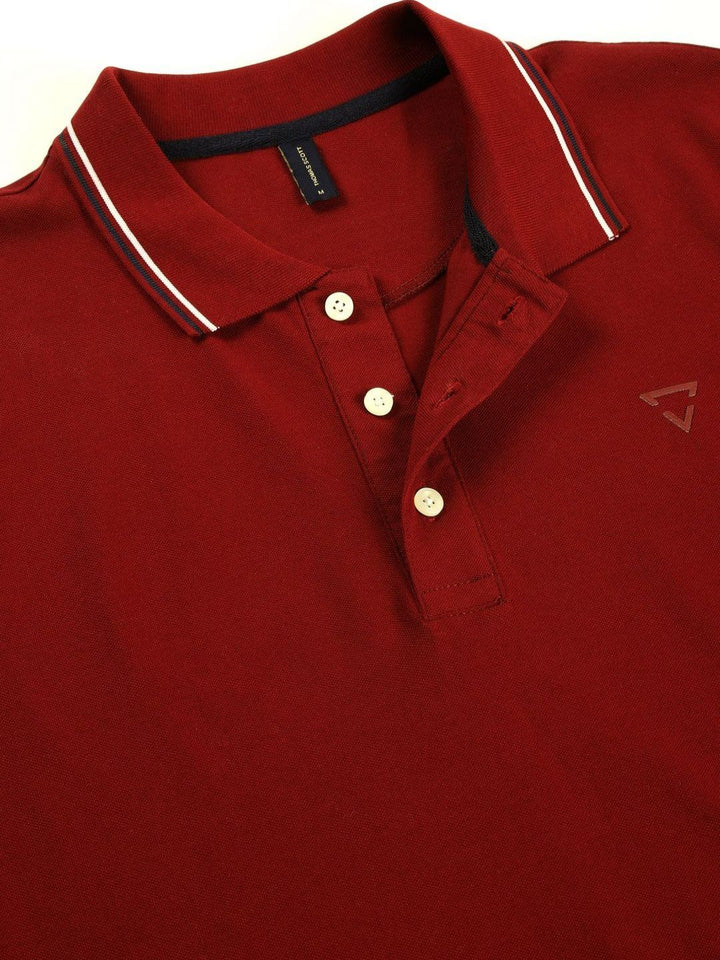 Thomas Scott Men Solid Polo Collar Cotton T-shirt
