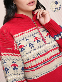 ESPYR By Tokyo Talkies Women Cable Knit Pullover with Zip Detail Detail