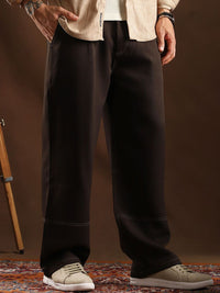 Campus Sutra Men Comfort Relaxed Fit Cotton Trousers