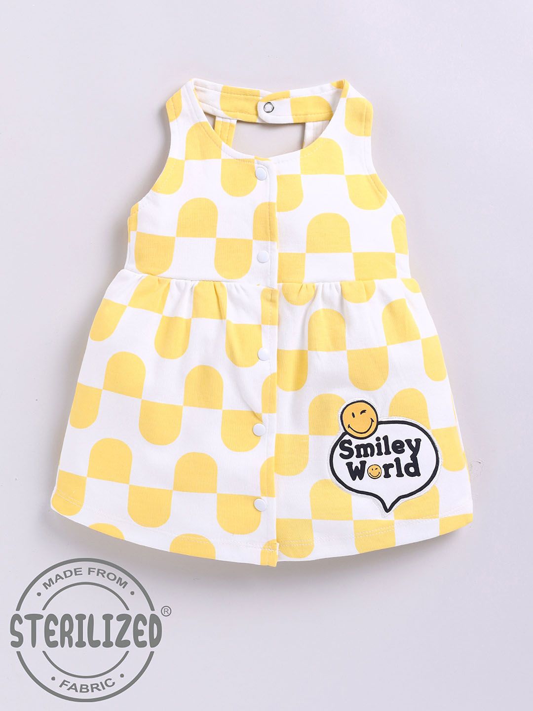 Moms Love Infant Girls Pure Cotton Printed Fit & Flare Dress with Applique Detail