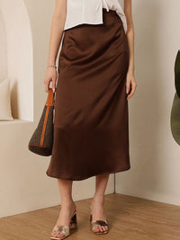 Jalan 9 A-line Midi Satin Skirt