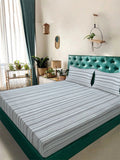Myntra Elegant Homes Grey Striped 300 TC King Double Bedsheet with 2 Pillow Covers