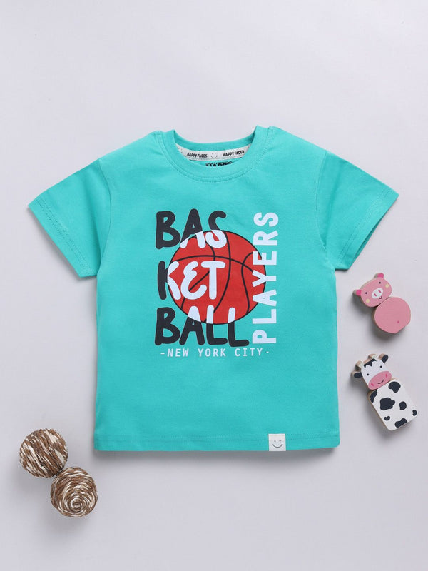 Happy Faces Kids Boys Typography Printed Pure Cotton T-Shirt