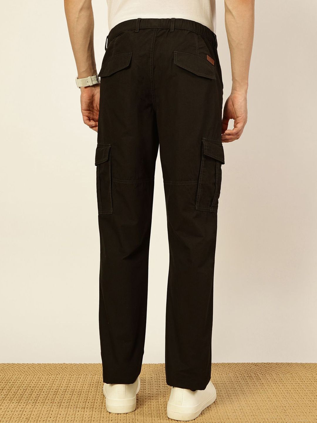 Thomas Scott Men Smart Slim Fit Easy Wash Cargos Trousers