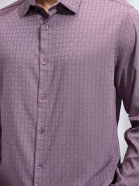 HIGHLANDER Men Slim Fit Spread Collar Textured Solid Casual Shirt