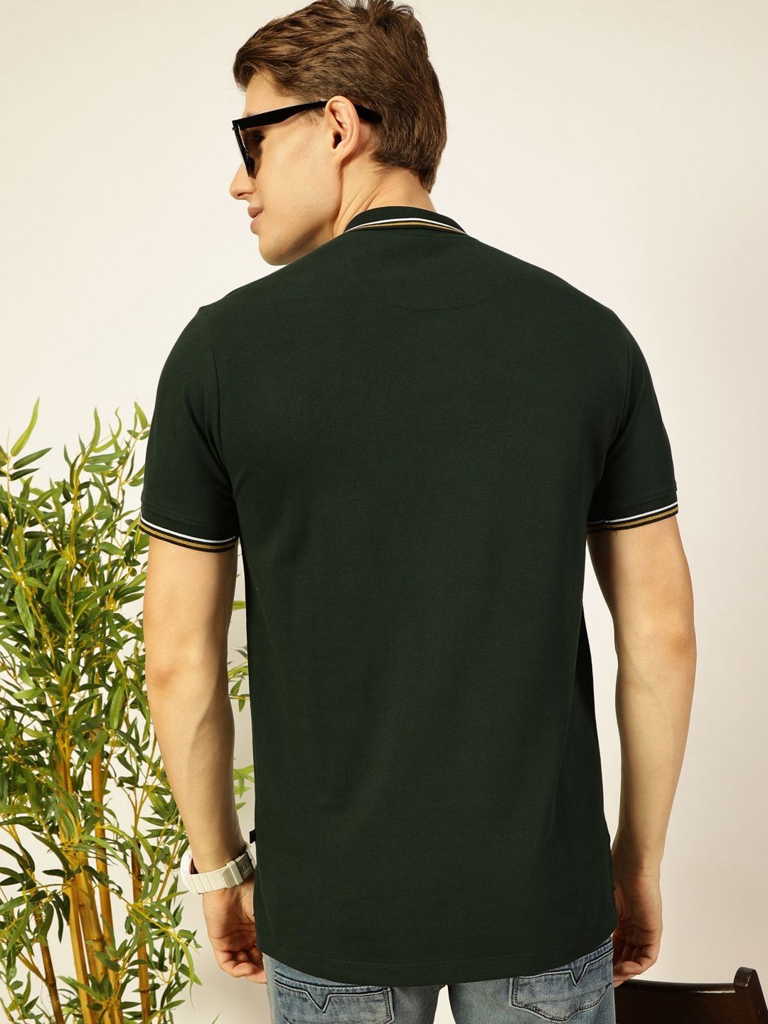 Thomas Scott Men Solid Polo Collar Cotton T-shirt
