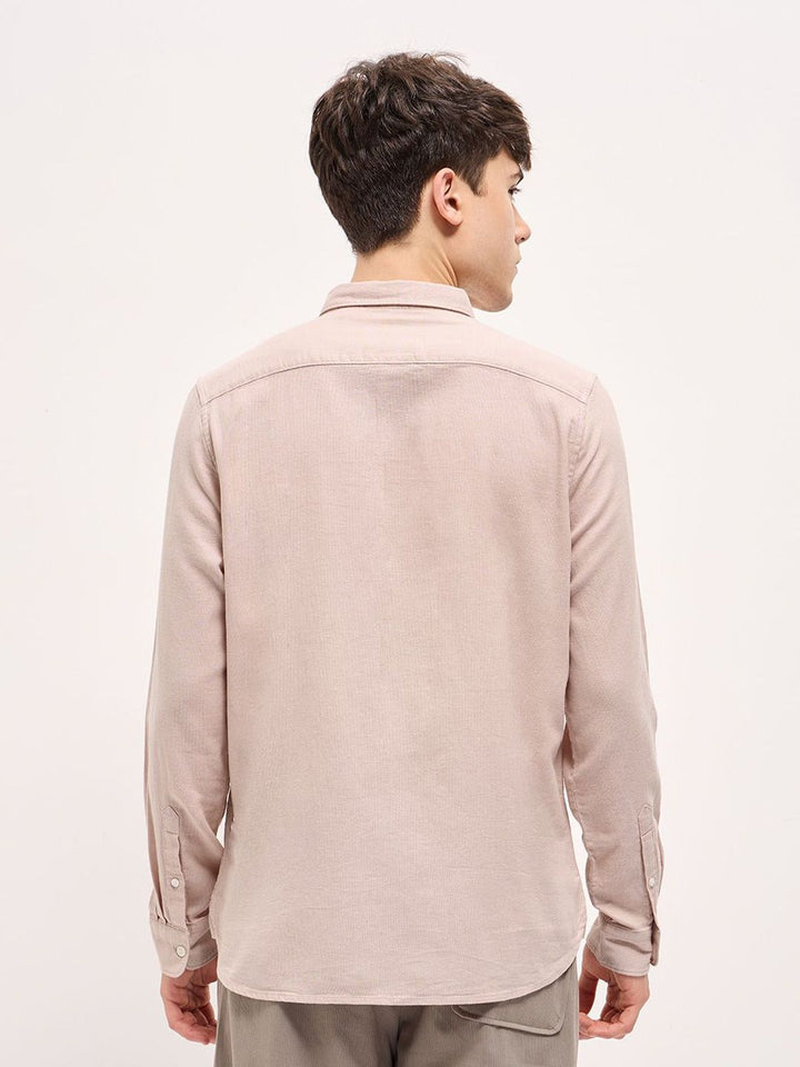 THE BEAR HOUSE Pure Cotton Button-Down Collar Solid Slim Fit Shirt
