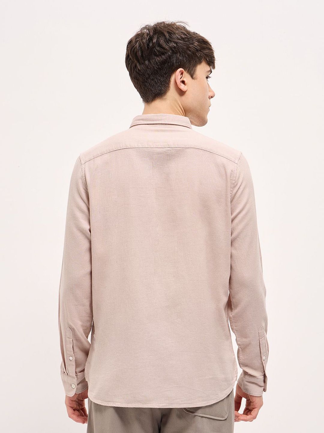 THE BEAR HOUSE Pure Cotton Button-Down Collar Solid Slim Fit Shirt