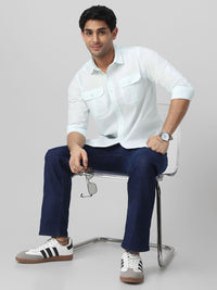 Urbano Fashion Men Spread Collar Solid Cotton Casual Shirt