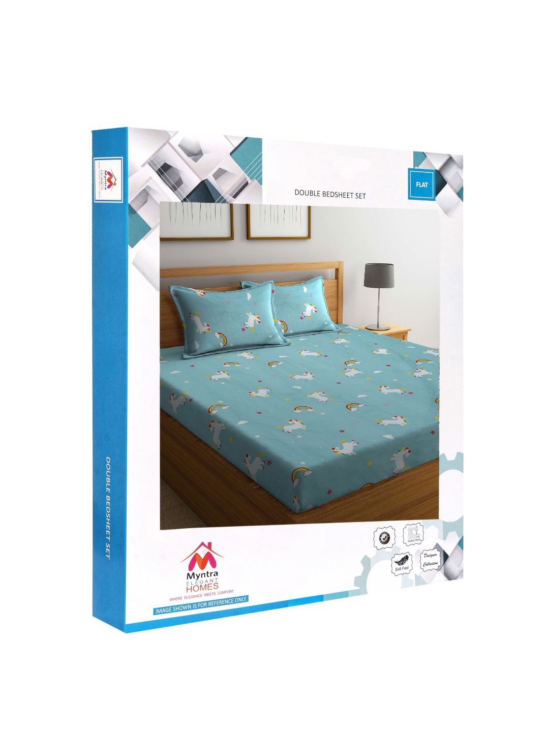 Myntra Elegant Homes Bercetak Kelabu & Merah Set Cadar King 300 TC 2.50 m x 2.20 m