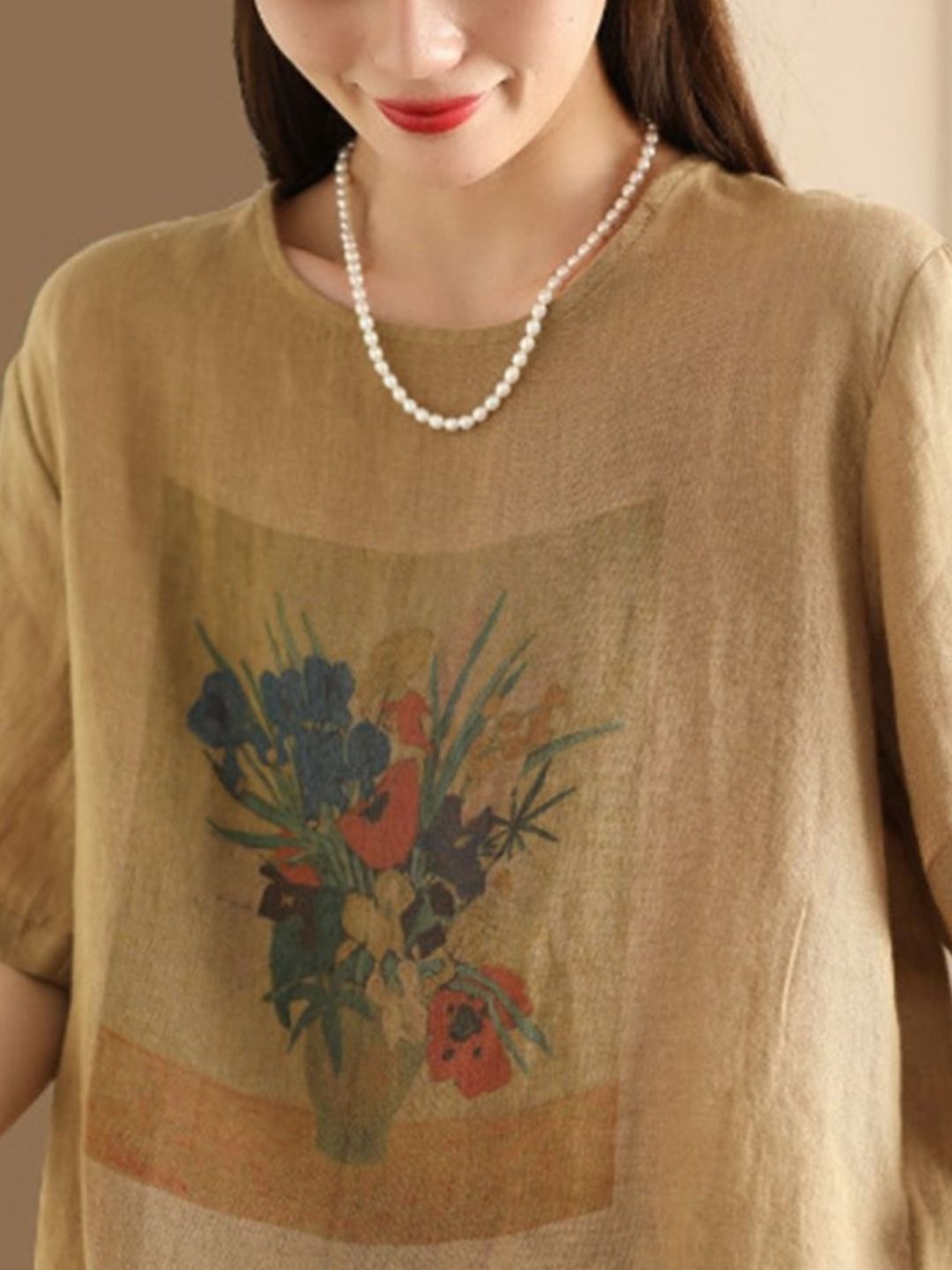 DressBerry Floral Printed Drop-Shoulder Sleeves T-shirt