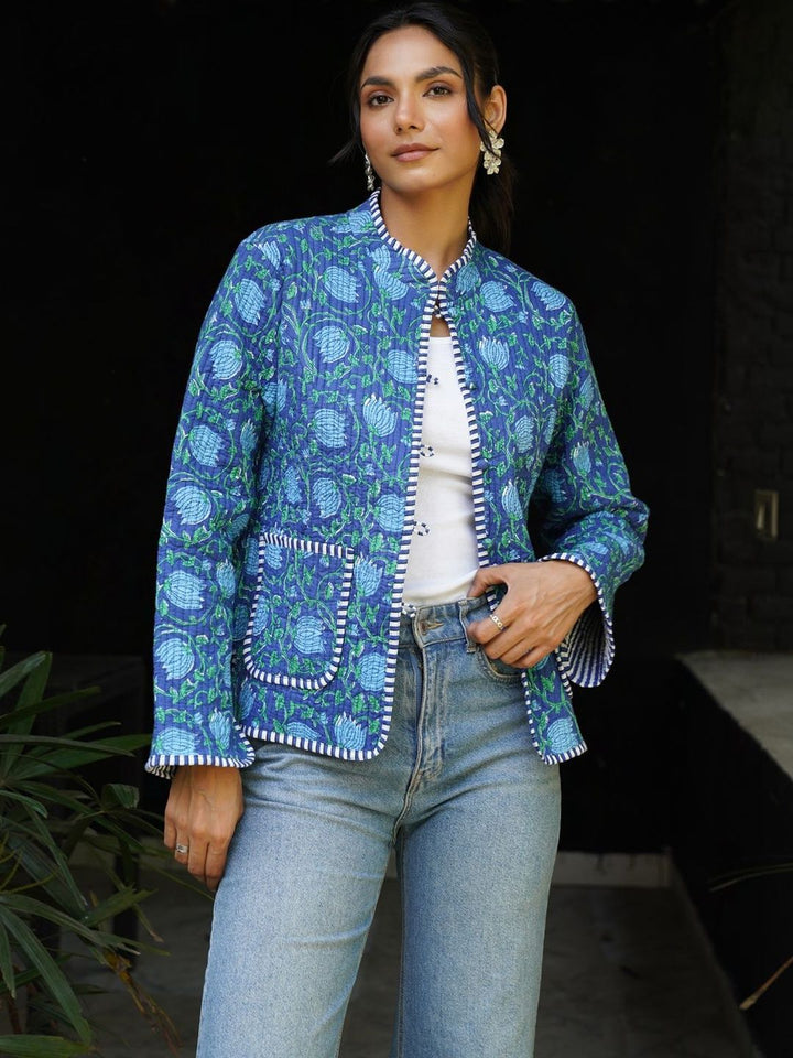House of Chikankari Women Floral Reversible Quilted Jacket