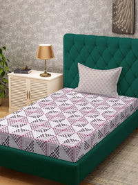 KLOTTHE Pink Geometric Cotton Single Bedsheets