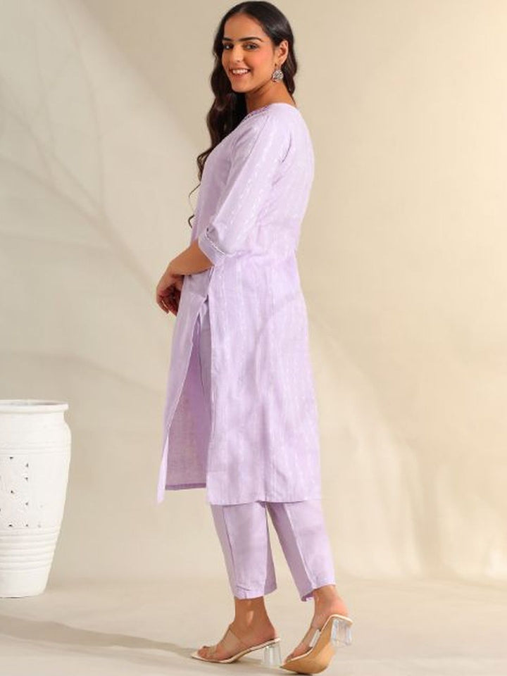 Mamicha Women Regular Mirror Work Pure Cotton Kurta with Trousers