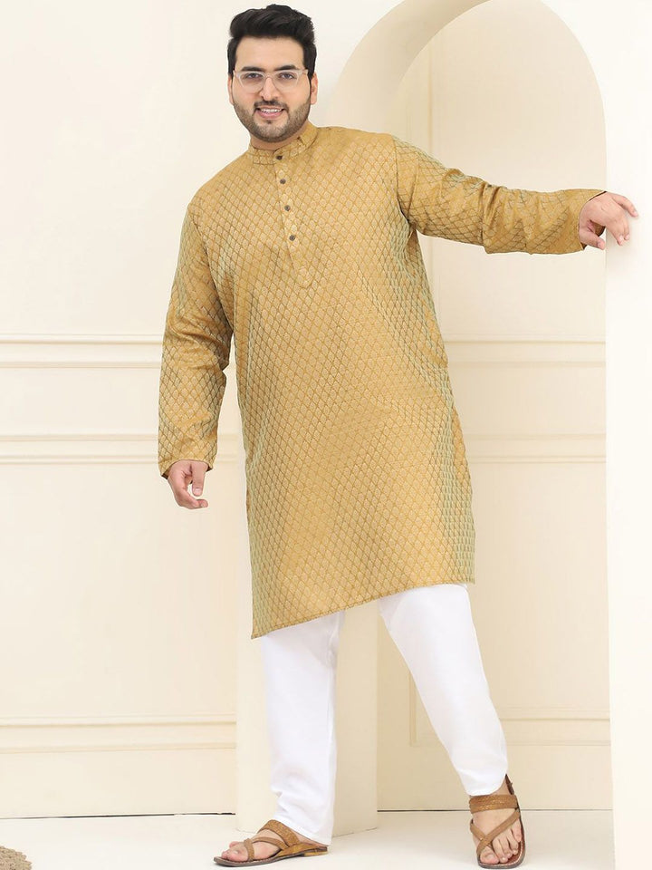 SOJANYA PLUS Motif Etnik Rekaan Tenunan Kurta Lurus Jacquard Dengan Pijama