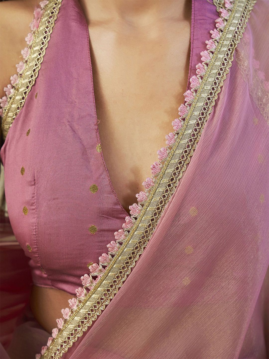 Tikhi Imli  Embellished Border Saree With Blouse Piece