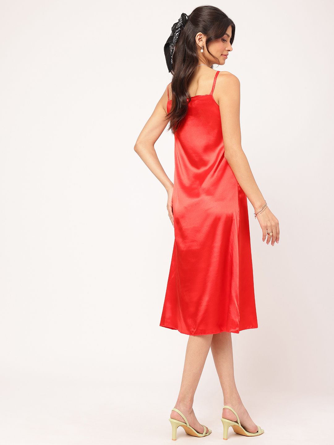 DressBerry Scarlet Siren Satin Finish Slip Midi Dress