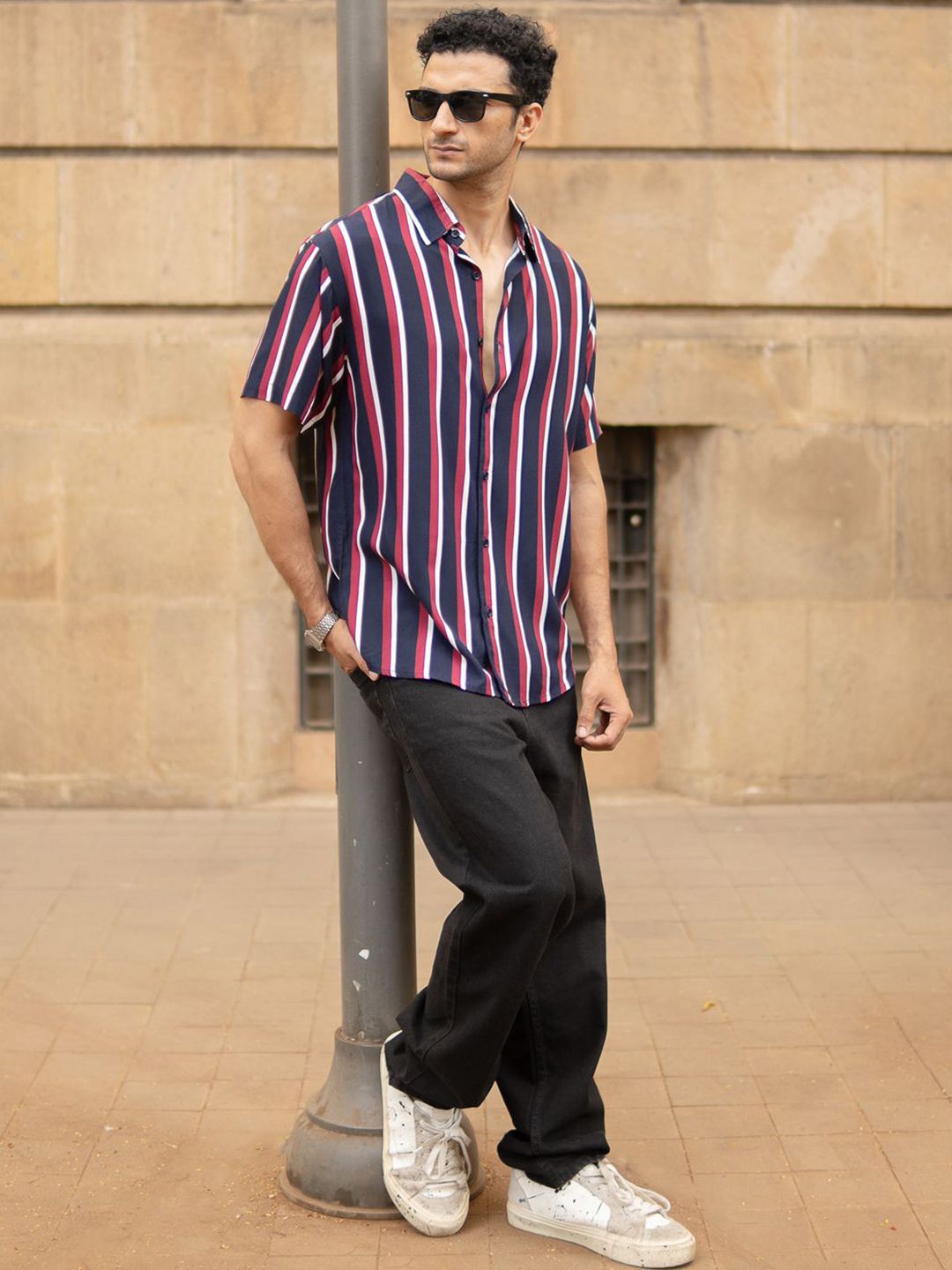 Powerlook Vertical Striped Short Sleeves Shirt