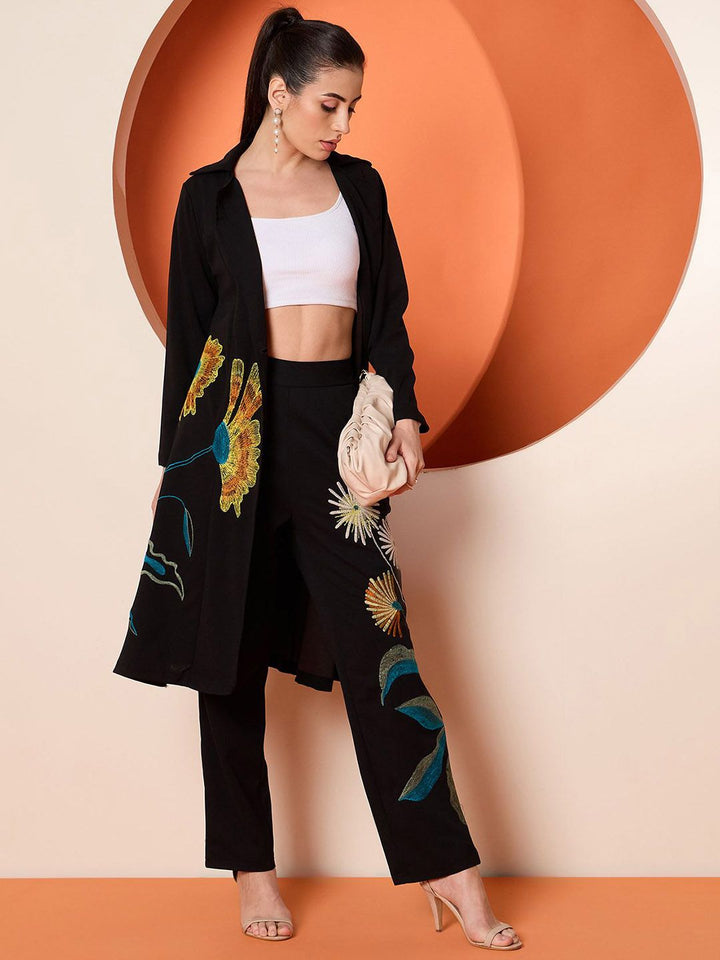 Antheaa Embroidered Coat & Trousers Co-Ords