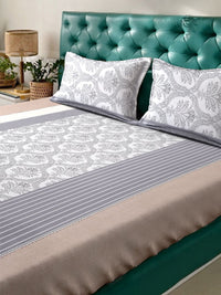 Myntra Elegant Homes Beige Floral Printed 300 TC King Fine Bedsheet dengan 2 Sarung Bantal