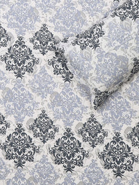 Monte Carlo Grey & White Printed Cotton 104 TC Queen Bedsheet Set 2.24 m x 2.54 m