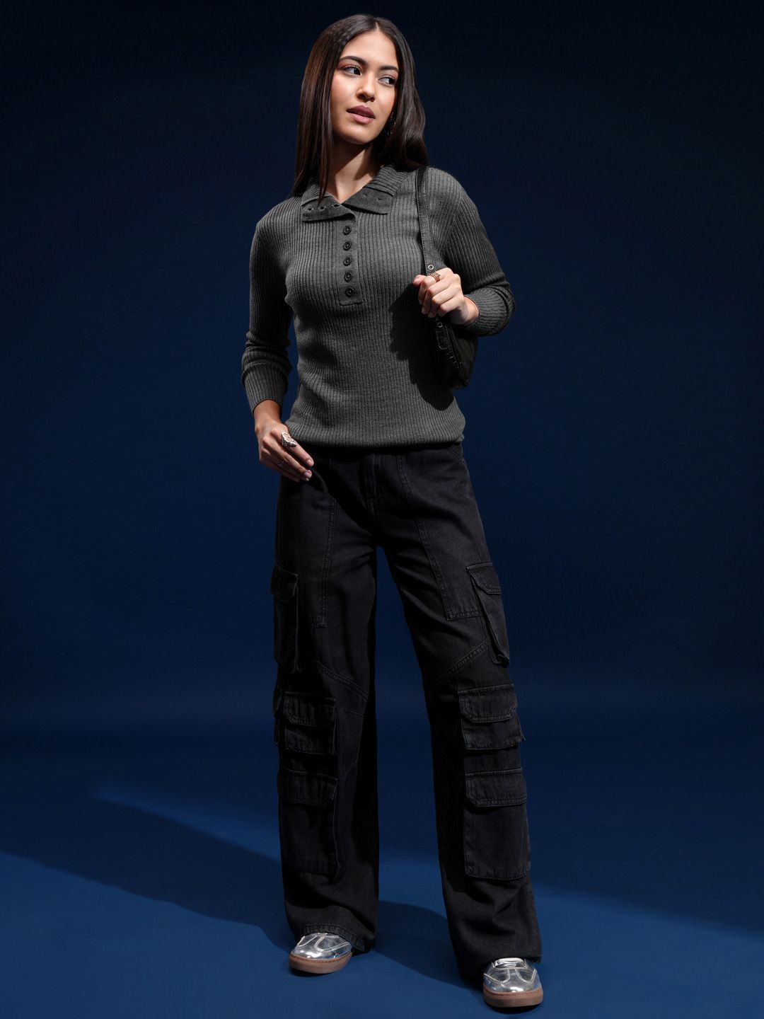 Basics By Tokyo Talkies Women Ribbed Pullover