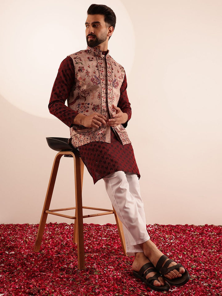 SOJANYA Printed Velvet Nehru Jacket