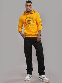 ADRO Men Typography Printed Hood Cotton Pullover Sweatshirt