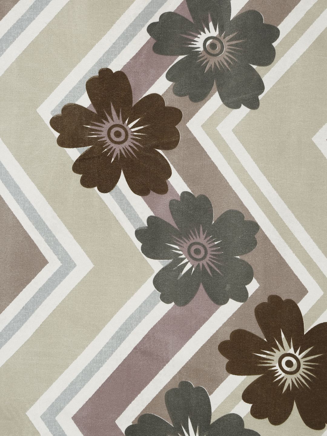 Aura Beige & Brown Floral Printed 300 TC Fitted Double King Bedsheet Set-2.50 m X 2.25 m