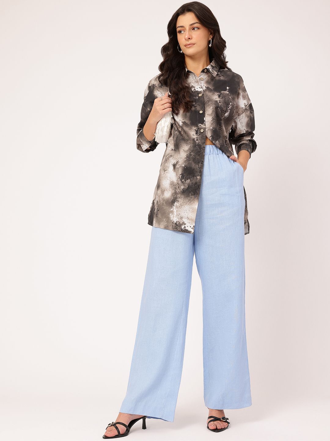 DressBerry Bold Basics Dyed Drop-Shoulder Oversized Longline Shirt