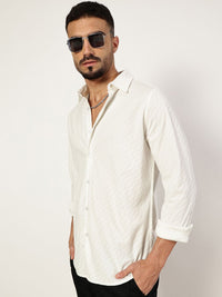 Thomas Scott Men Premium Spread Collar Textured Slim Fit Casual Shirt