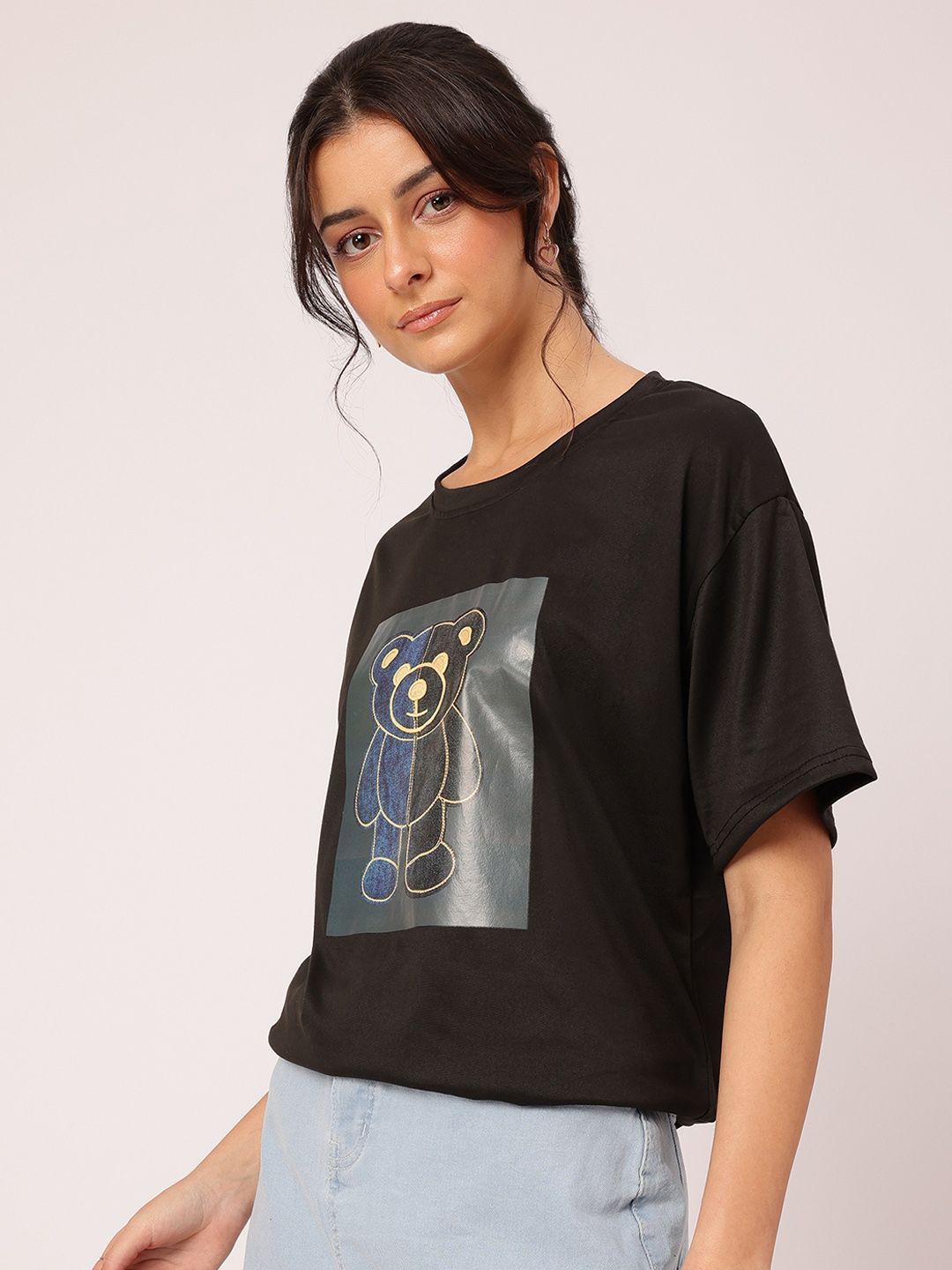 DressBerry Cozy Essentials Printed Relaxed Fit T-shirt