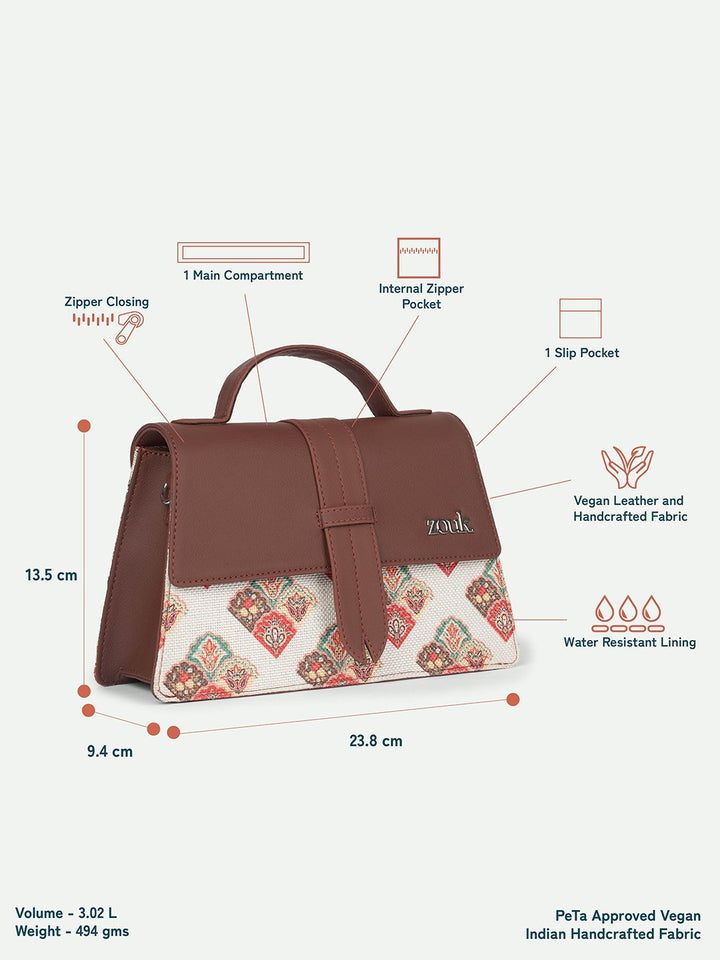 Zouk Kriti Sanon - Seashell Motif White Iconic Evening Structured Satchel