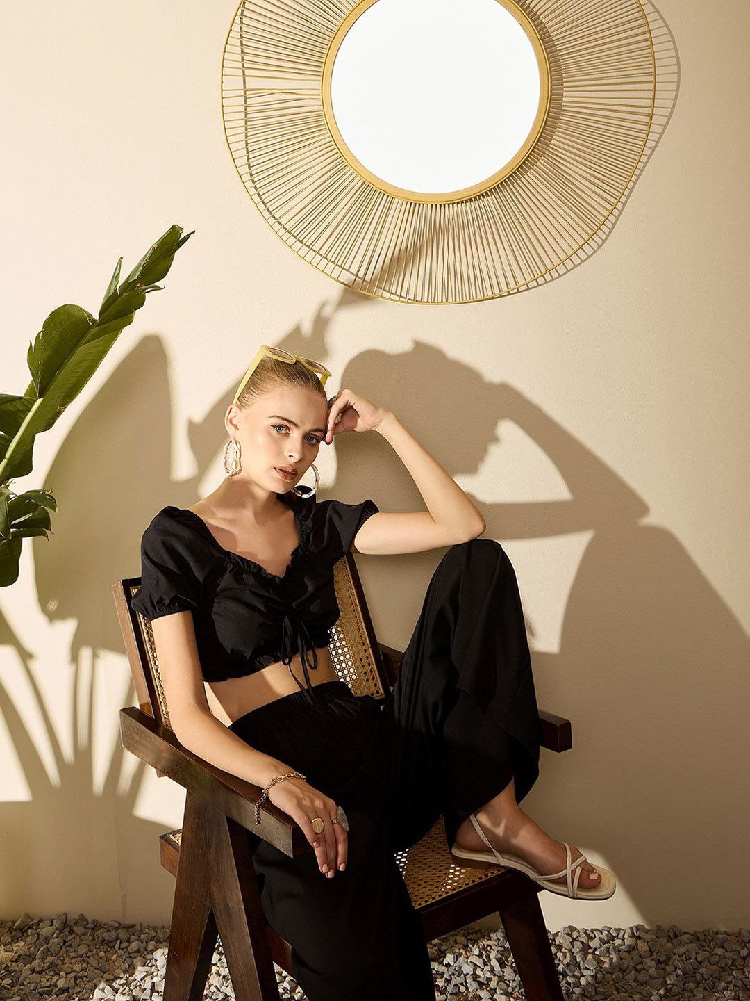 Berrylush Sweetheart Neck Crop Top With Palazzo