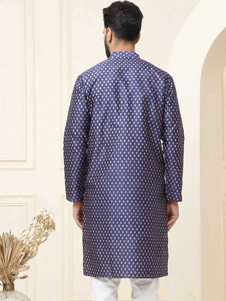 SOJANYA Kurta Lurus Motif Etnik Rekaan Tenunan Bercetak Kolar