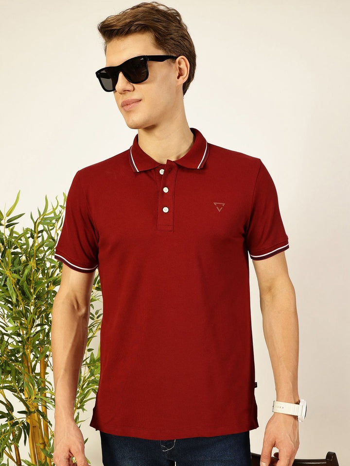 Thomas Scott Men Solid Polo Collar Cotton T-shirt