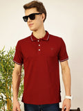 Thomas Scott Men Solid Polo Collar Cotton T-shirt