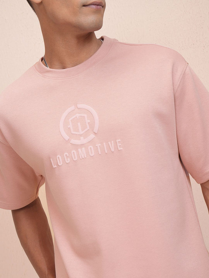 LOCOMOTIVE Premium Mens Roun Neck Brand Logo Oversized Tshirt