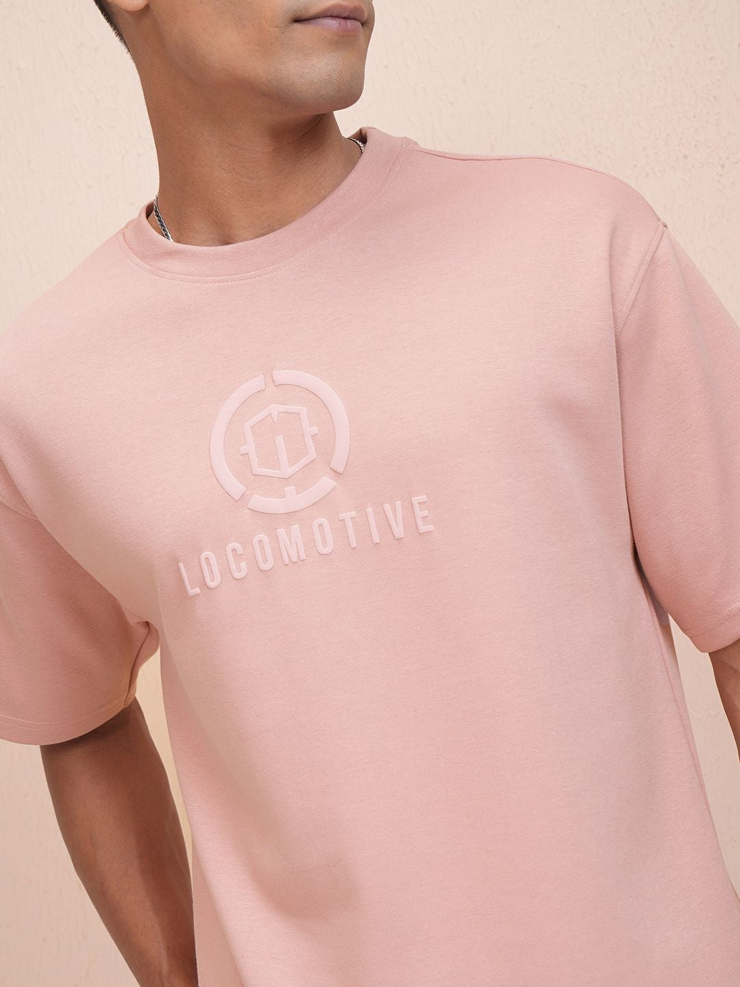 LOCOMOTIVE Premium Mens Roun Neck Brand Logo Oversized Tshirt