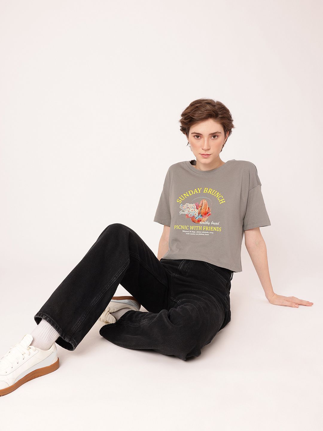 DressBerry Urban Chic Printed Boxy Fit T-shirt