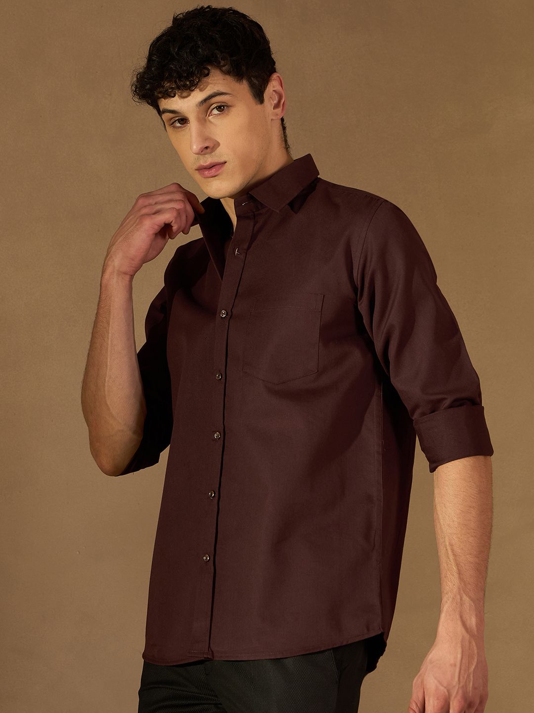 DENNISON Men Brown Formal Shirt