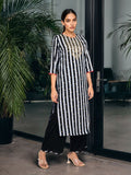Anouk Striped & Floral Print Gotta Patti Kurta with Palazzos