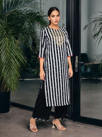 Anouk Striped & Floral Print Gotta Patti Kurta with Palazzos