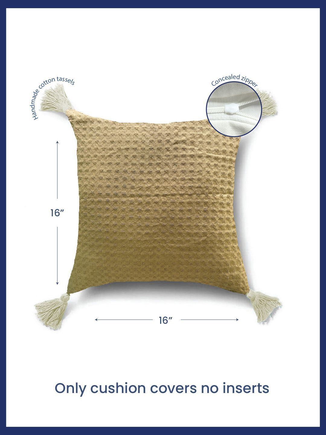 URBAN SPACE Khaki 2 Pieces Checked Pure Cotton Square Cushion Covers