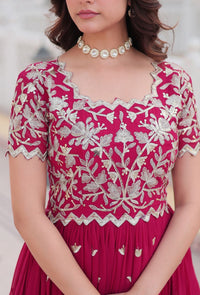 KALINI Women Georgette Embroidered Fit and Flare Ethnic Dress