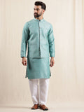 Anouk Ethnic Motifs Embroidered Mandarin Collar Jodhpuri Kurta With Pyjamas & Nehru Jacket